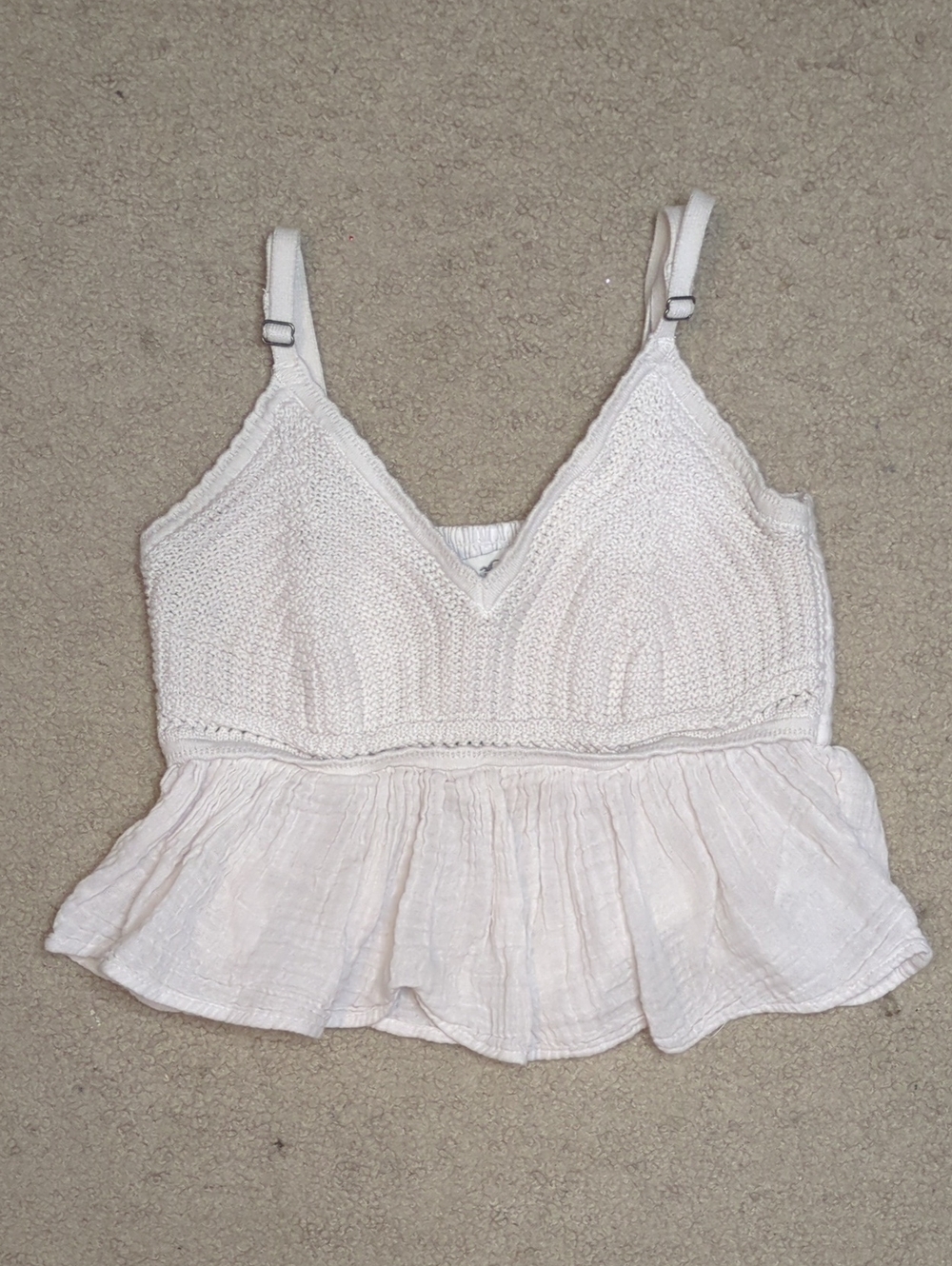 Hollister Cream Knit Peplum Camisole